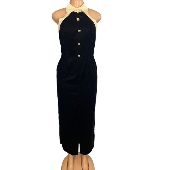 sachin and babi light blue dress Black Velvet Halter Gown N0699 main image 0
